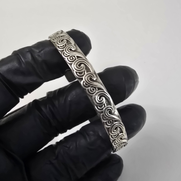Native American Sterling Silver 925 Swirl Design Bracelet - Picture 7 of 12